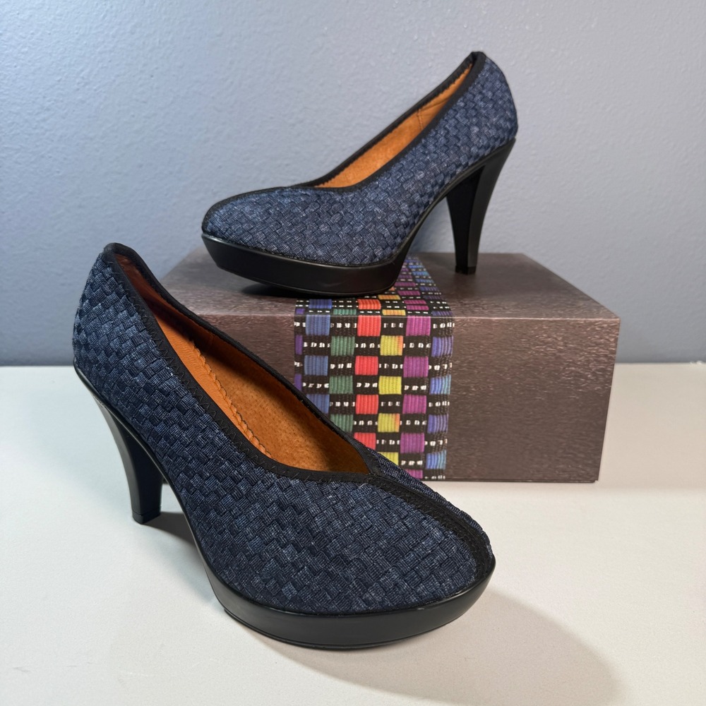 Bernie Mev Legend Pumps Women 41 Blue Denim  Woven Elastic Platform